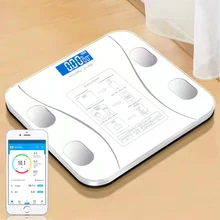 Escalas de gordura corporal escalas de peso bluetooth balança de banheiro eletrônico inteligente escamas led equilíbrio 18 datas bmi analyzer sincronização app branco