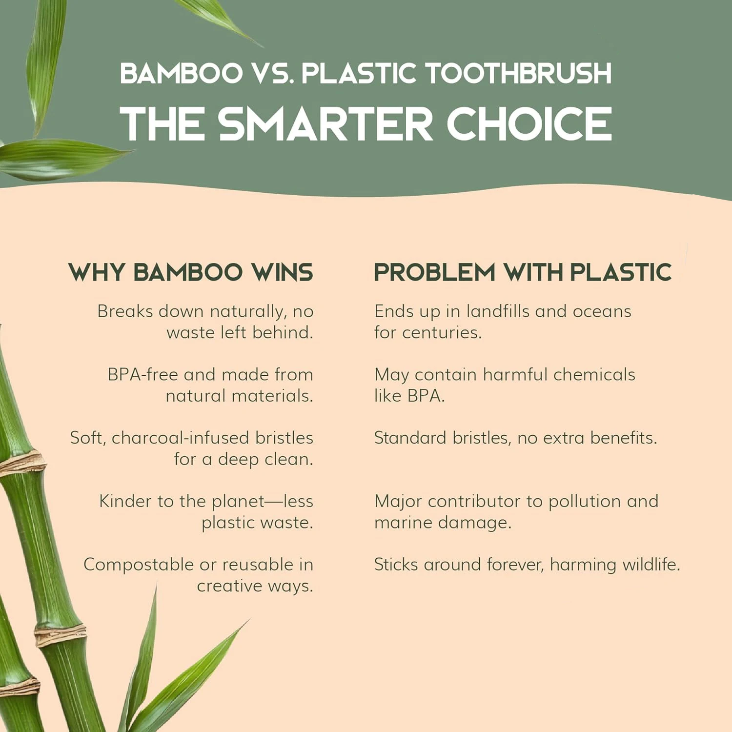Eco-Friendly Bamboo Toothbrush Set with Charcoal-Infused Bristles - 4 Pack