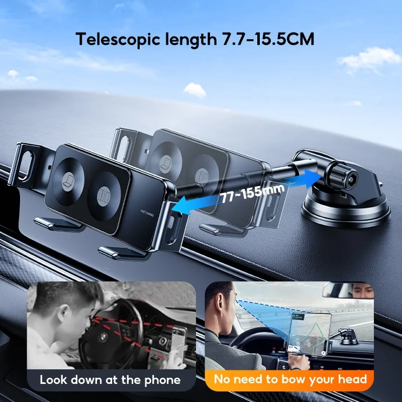 Eary Car Suction Cup Wireless Charging Phone Stand Telescopic length Fit For Samsung Galaxy Z Fold Flip OPPO N5 Huawei X6 Series