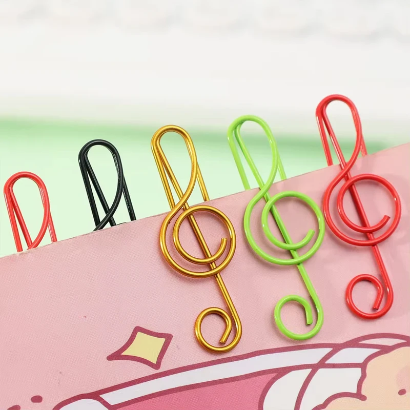 12/30/36pcs/box 다채로운 음악 노트 모양의 종이 클립 사무실 북마크 문구 종이 클립을위한 장식적인 다채로운 장식