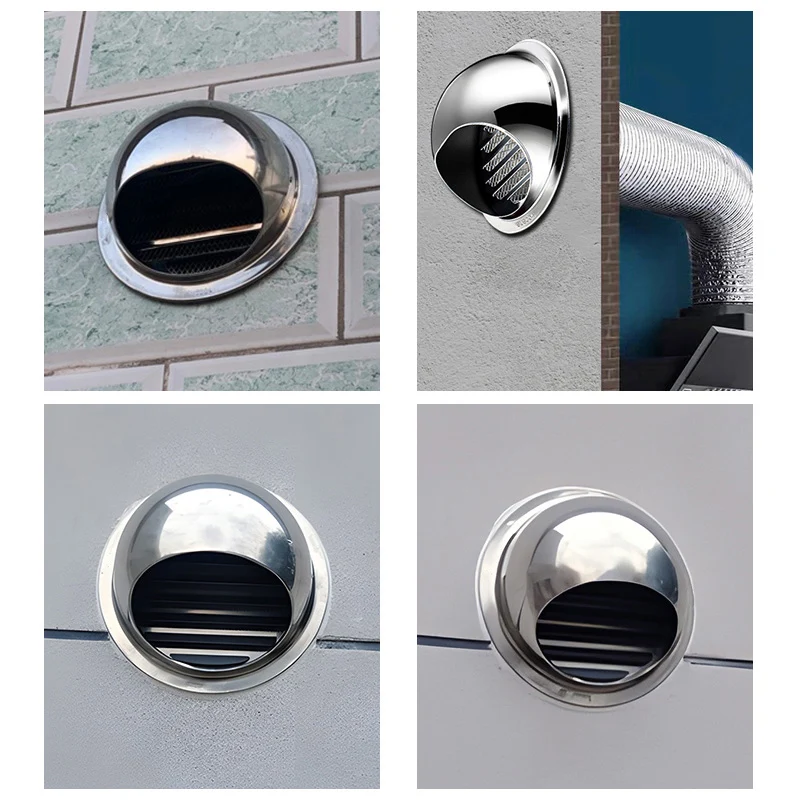 Stainless Steel Wall Ceiling Air Vent Exhaust Hood Ducting Ventilation Waterproof Vents Cap Exhaust Grille Cover Bathroom