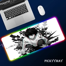 Death note gaming mousepad jogo slipmat rgb led configuração gamer decoração brilhante mouse pad pc república dos jogadores com cabo tapete