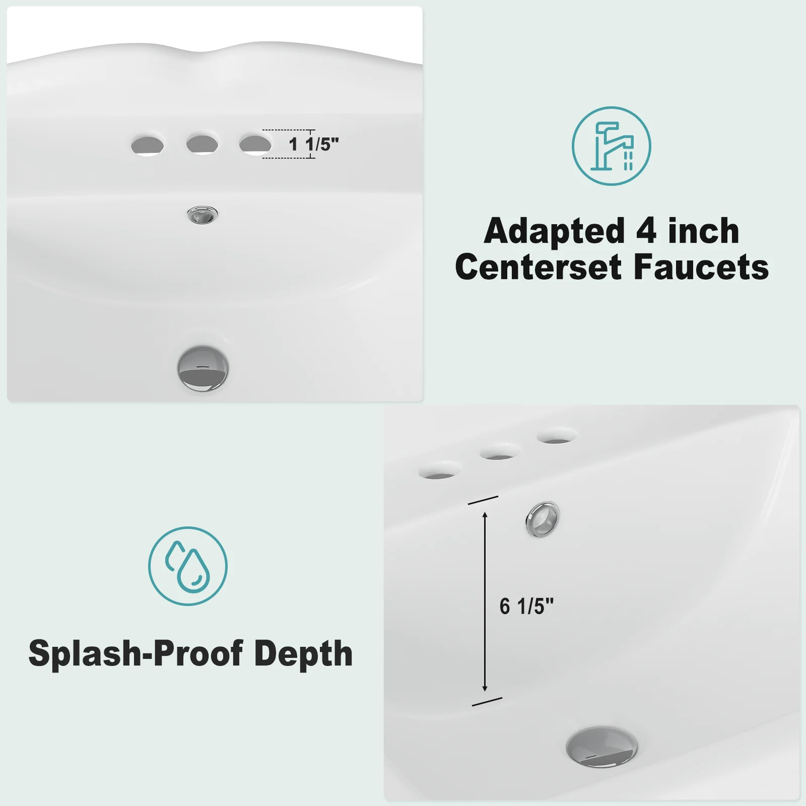 Bathroom Pedestal Sinks Pedestal Sink 23" W X 19" D Vintage Ceramic Pedestal Bathroom Sink With Overflow  3 Pre-Drilled Holes 4