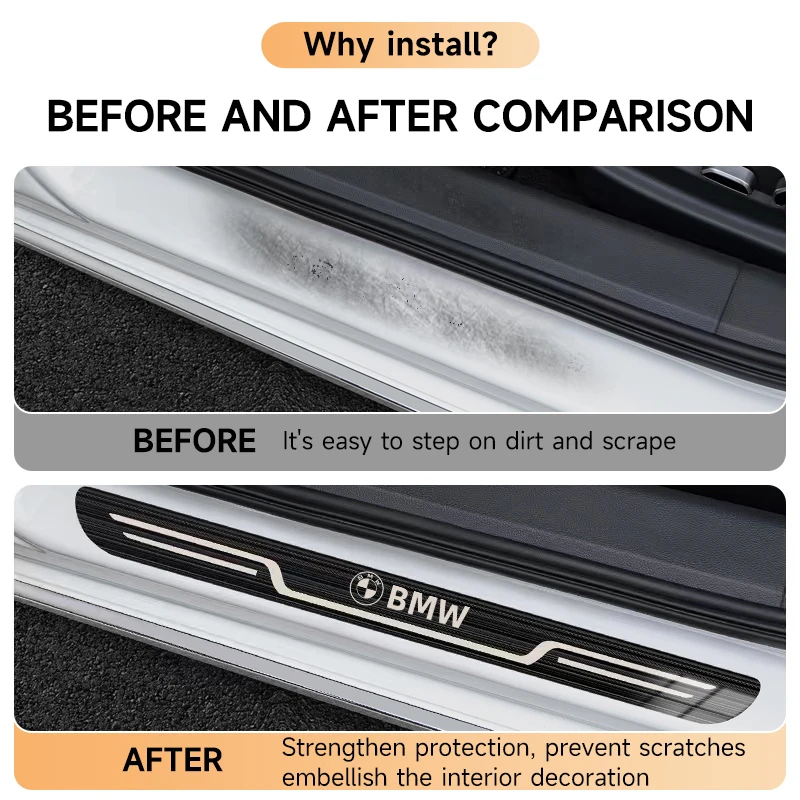 Car Door Sill Scuff Plate Anti-Scratch Seal Tang Protection For BMW M M3 M5 X1 X3 X5 X6 E90 E91 E92 E93 M3 E60