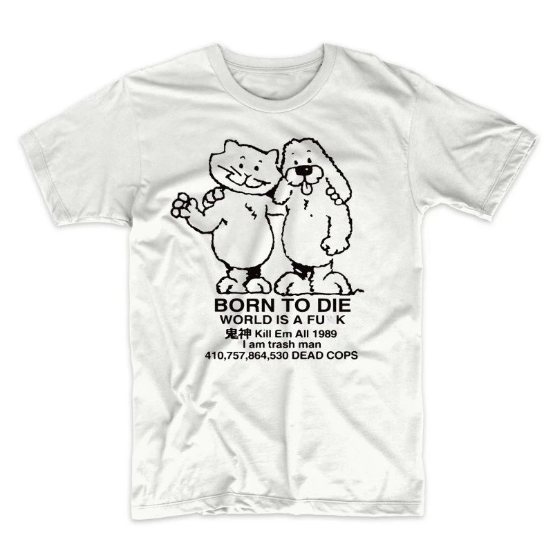 Damen Herren Vintage Born To Die World Is A T-Shirt Vintage Streetwear Casual Oversized T-Shirt Harajuku O-Ausschnitt Kurzarm Unisex