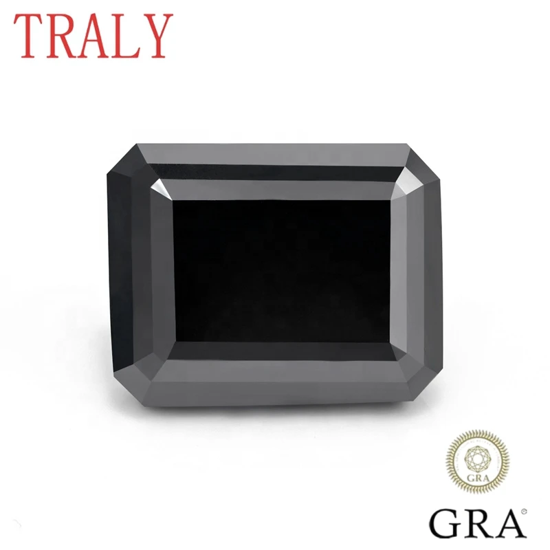 

Black Colour Moissanite Stone Emerald Cut Lab Created Gemstone 1ct-12ct D Color VVS1 With Certificate GRA Pass Diamond Tester