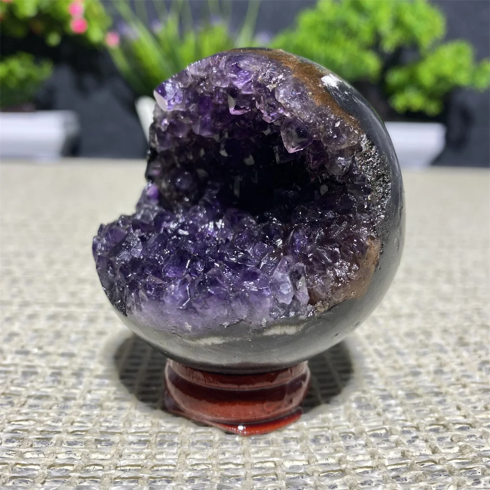 

Natural Crystal Amethyst Cluster Ball Opening Smile Sphere Quartz Gemstone Healing Reiki Specimen Minerals Stone Home Decoration