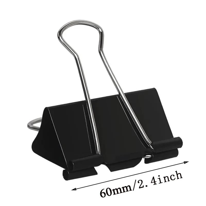 Paper Clips Paper Clip Black Metal Binder Clips File Office School Stationery Paper Document Grip Clamps 60mm