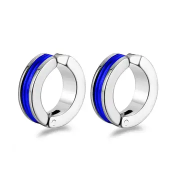 여성을위한 새로운 패션 스테인레스 스틸 블루 라운드 귀에 커프 귀걸이 Earcuff 선물에 남자 파티 쥬얼리 진술 클립