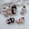0-2Years Spring New Girl Cute Lace Walking Shoes Korean Anti Slip Breathable Soft Sole Satin Rose Ballet Style Princess Shoes 4