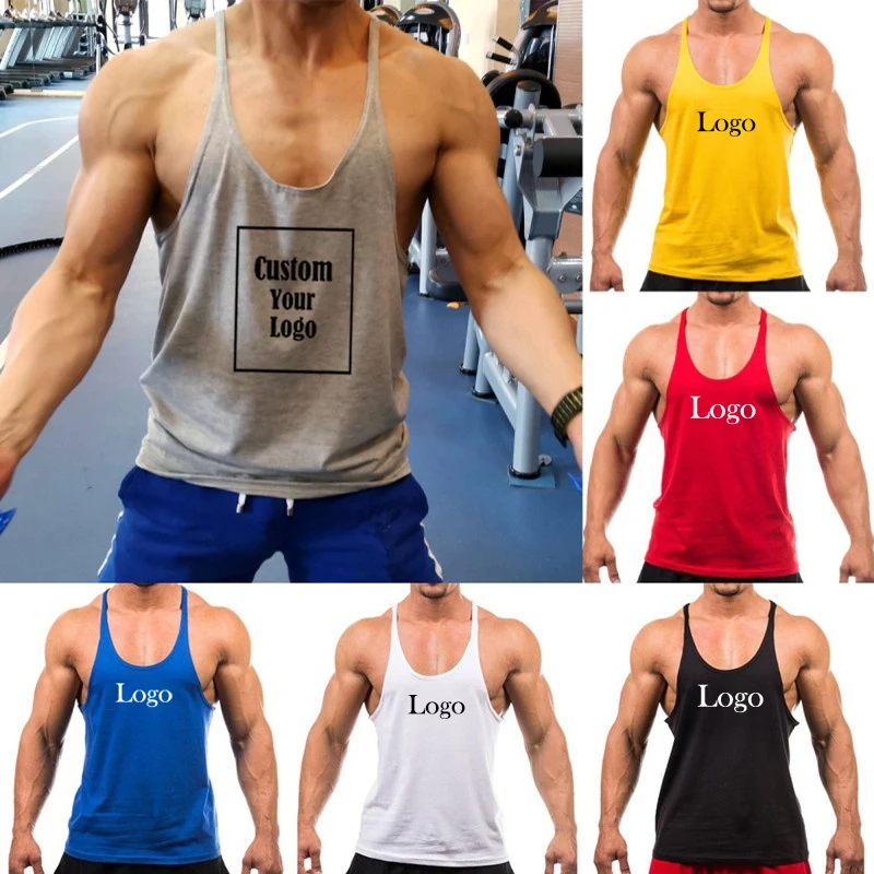 Description Picture 2 of itemSummer Running Casual Customize Printed Vest Baggy Fitness Tank Tops Men Sleeveless Outdoor Plus Size Clothing Free shipping