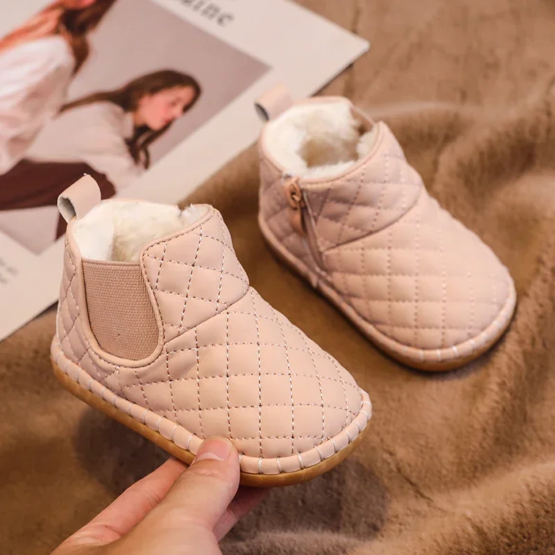 Winter Baby Girls Boys Snow Boots Warm Plush Children Outdoor Shoes Soft Sole Non-slip Infant Shoes Kids Cotton-padded