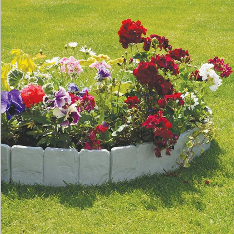 5Pcs Garden Plastic Fence Edging Barrier Imitation Stone Plastic Fence Panels Flowerbed Patio Yard Lawn Outdoor Landscape Border