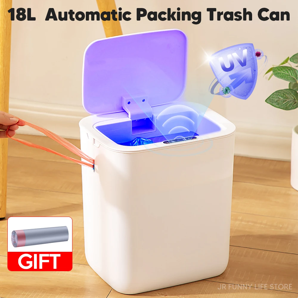 18LSmartSensorTrashBinwithUVLightBathroomWaterproofAutomatic