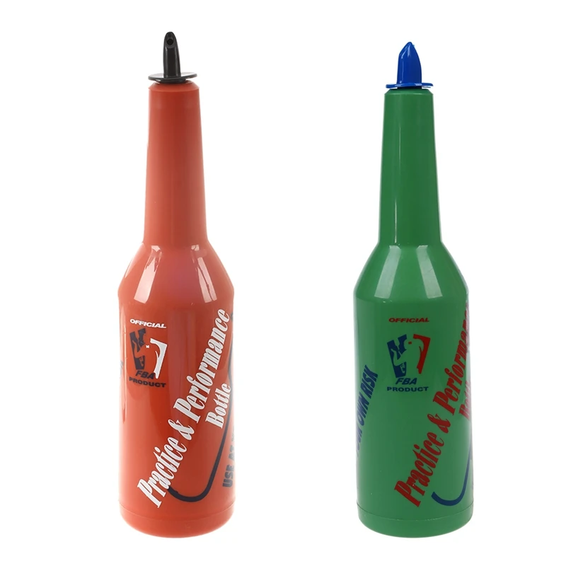 

2X Flair Bartender Bartending Practice Bar Pub Bottle Wine Cocktail Shaker - Red & Green