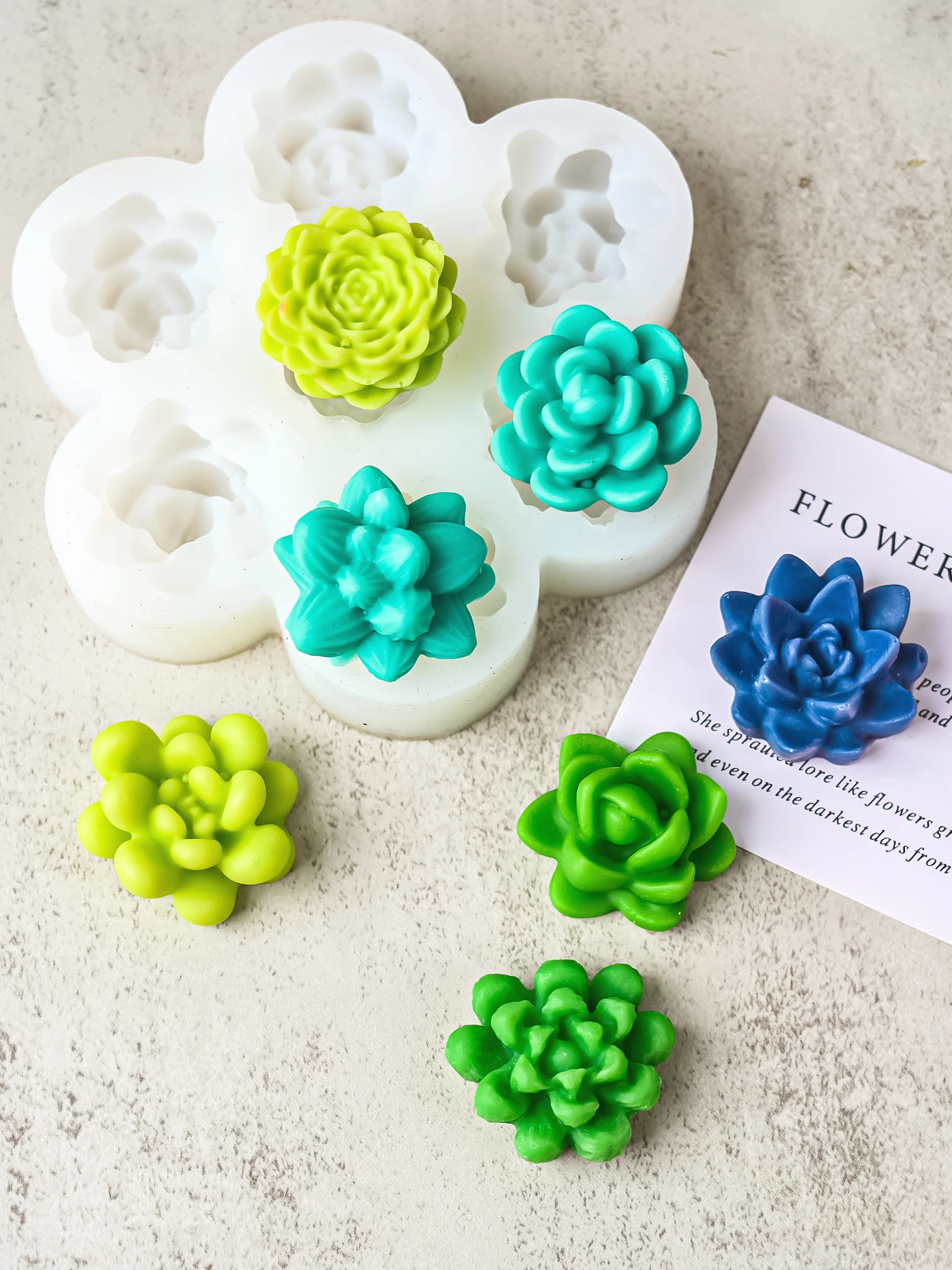 7-Piece 3D Succulent Flower Silicone Mould Set