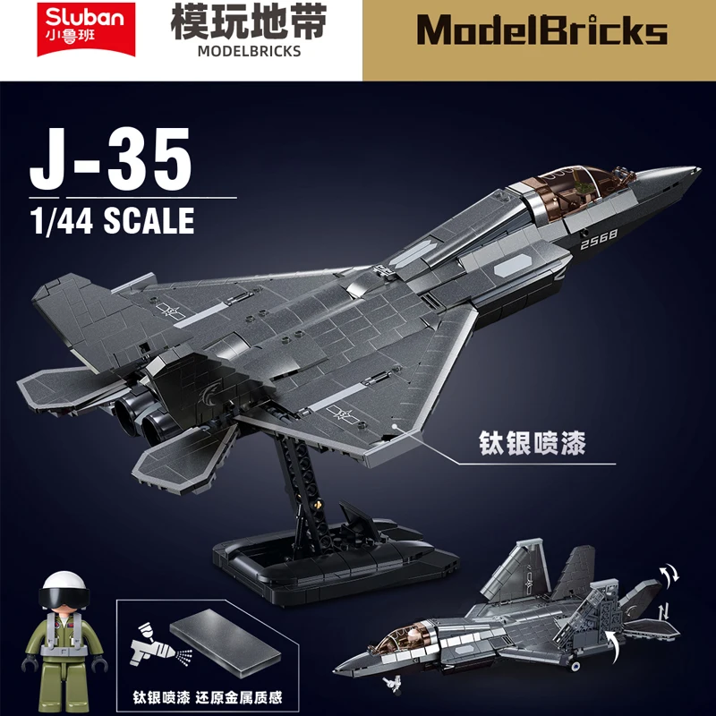 

2023 Sluban World War II J-35 Fighter Military Aircraft Soldier Action Figures Building Blocks Sets Model DIY Kids Toys Gifts