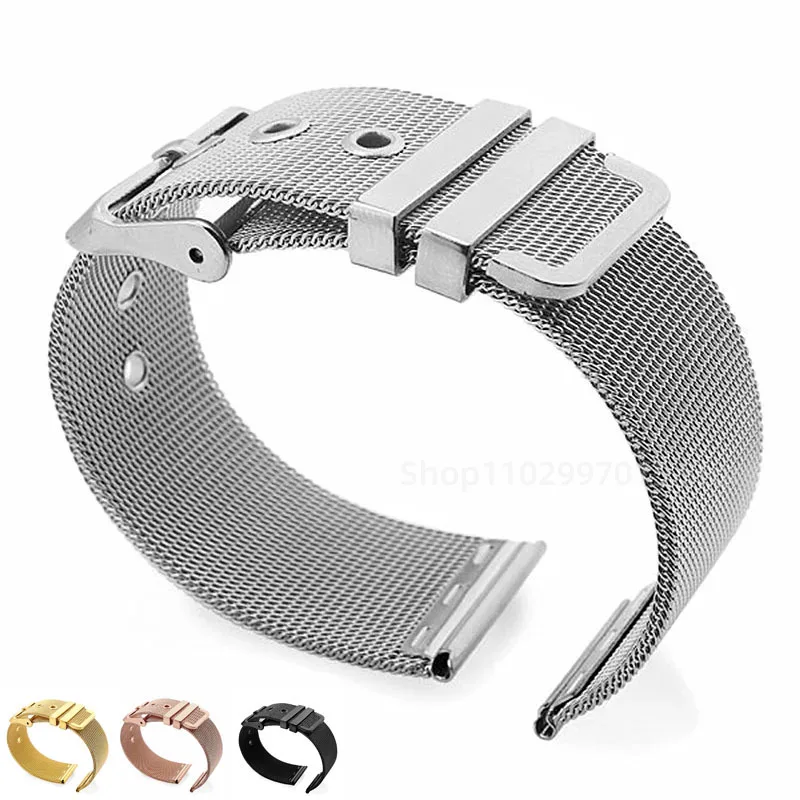 Premium Mesh Milanese Stainless Steel Watch Band with Pin Buckle - Adjustable 0.4mm Strap