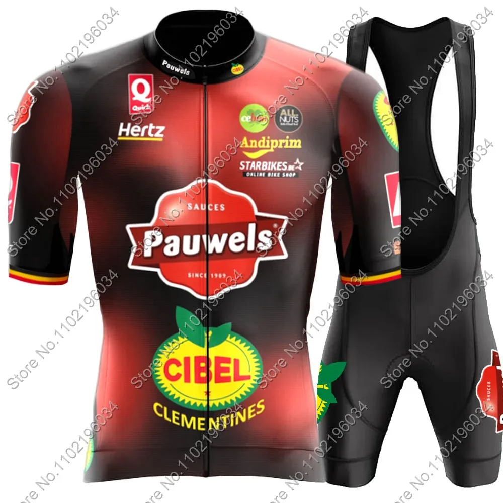 Pauwels Sauzen-Bingoal Cycling Jersey Set Belgium Bicycle Clothing Road Bike Shirts Suit Bicycle Bib MTB Ropa Maillot