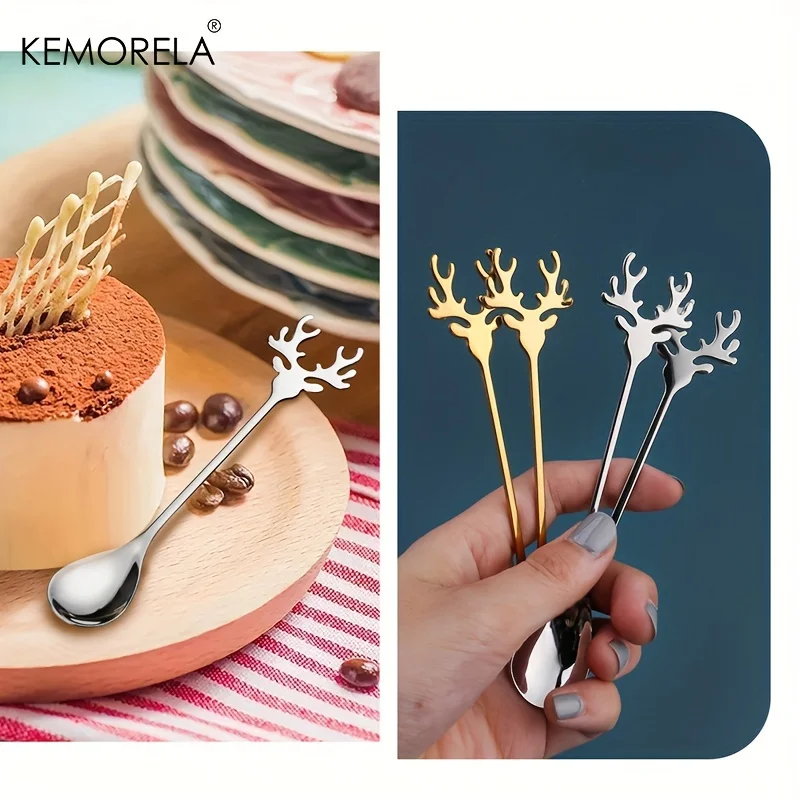 Christmas Stainless Steel Spoon 2/4/6PCS