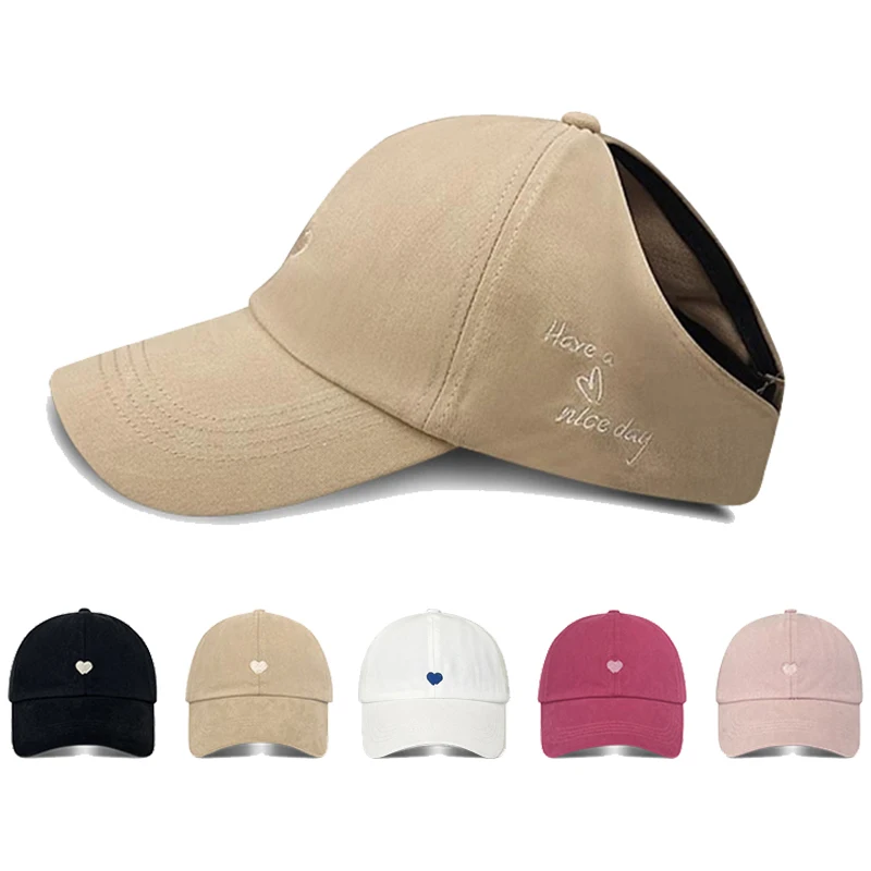 

Love Embroidery Baseball Hat Women Korean Girl Y2K High Ponytail Empty Top Cap Fashion Letter Sun Hat Outdoor Sport Solid Visors