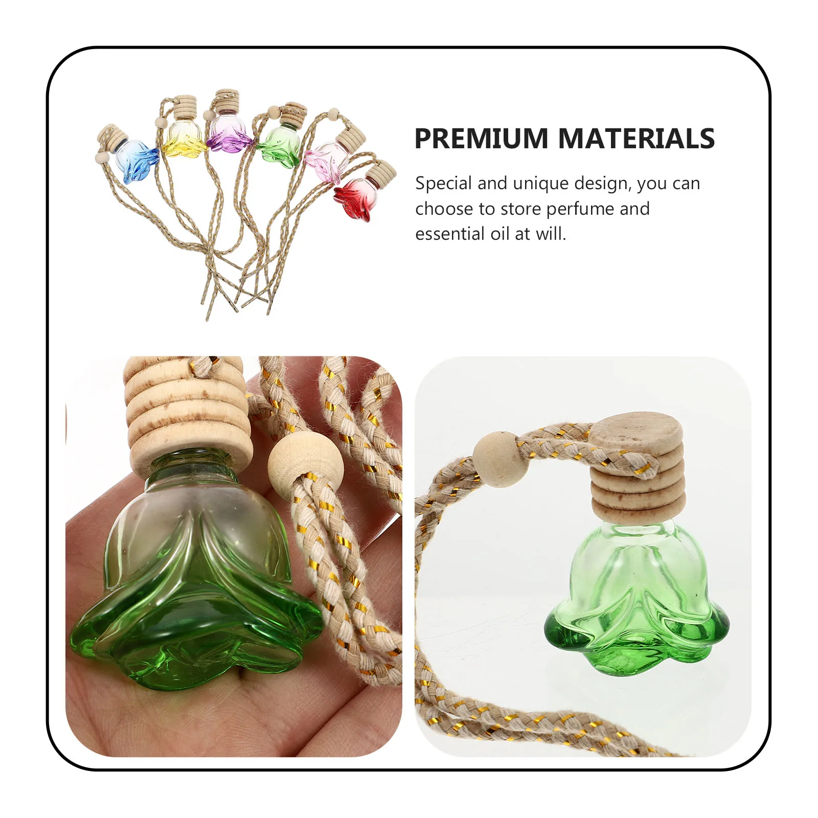 6 Pcs Car Essential Oil Pendant Holder Perfume Bottle Oil Car Perfume Bottle Pendants Home Decor Hanging Diffuser Gi