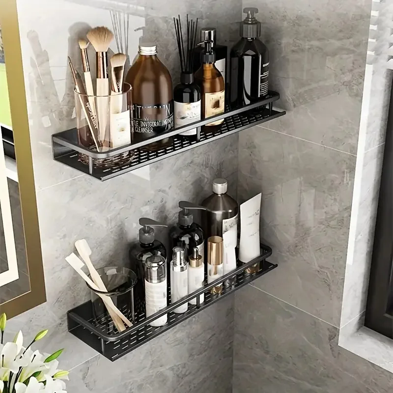 Storage rack bathroom shelf rack bathroom storage rack wall shelf organizer wall shelf space aluminum bathroom rack wall-mounted shower rack bathroom hanging plate accessories