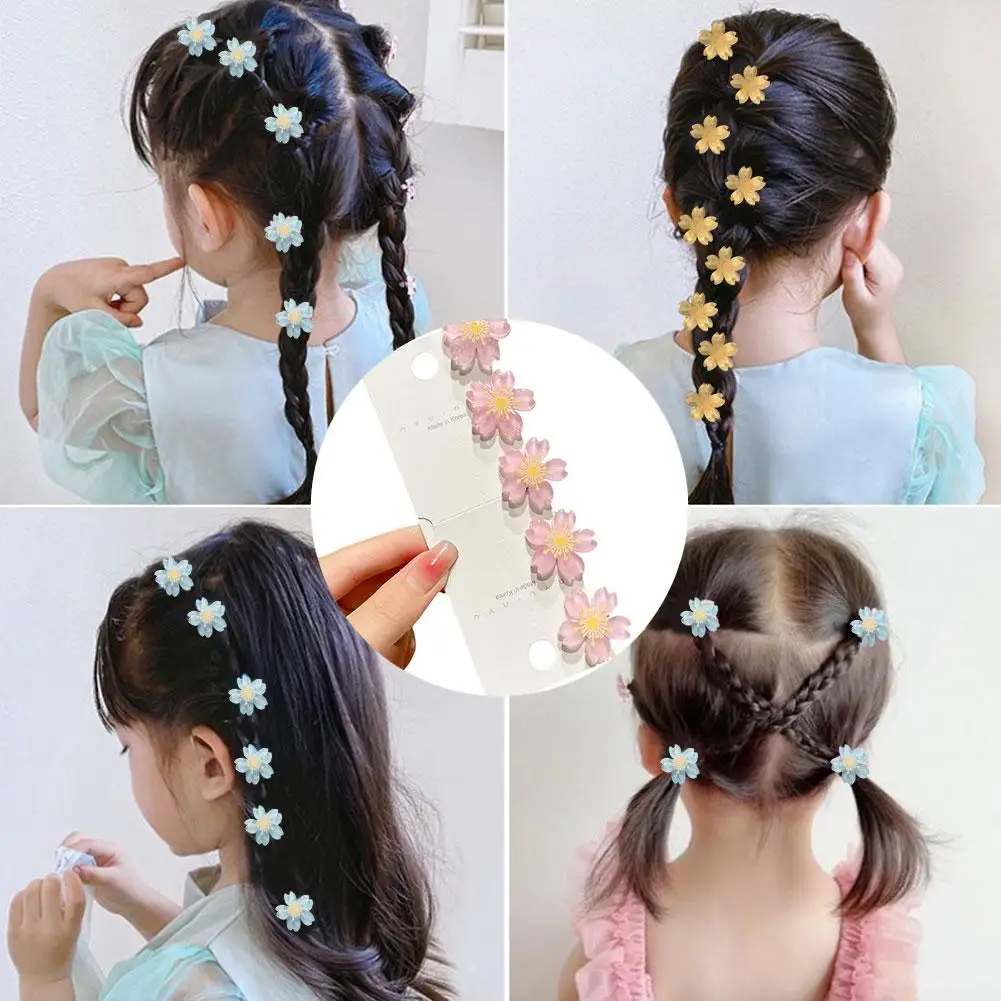 Cherry Blossom Hair Clip Children's Headdress Sweet Braided Clips Flower Accessories Side Princess Hair Clips Hair U7D4