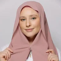 Chiffon Instant Hijab With Bulit-in Magnets Muslim Woman Hijab Solid Color Easy To Wear Shawl Wrap With Undercap Famme Headscarf 2