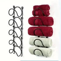 5-piece Multi-layer Bathroom Towel Rack - Wall Mounted, Iron Wine Storage and Display Rack, Suitable for Living Room Decoration 1