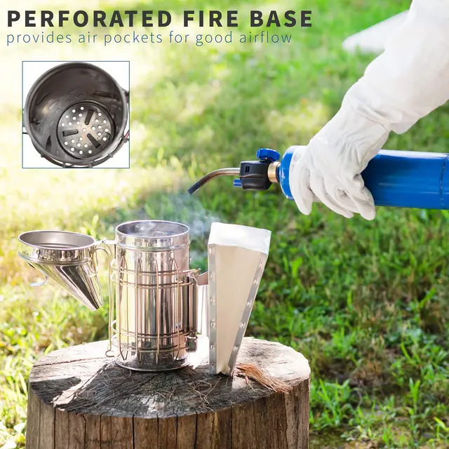 Rozsdamentes Acél Füstpermetező Méh Dohányos Apikultúra Méhész Dedikált Füstölt Méhészkészítő Berendezések 1 Db - Image 5