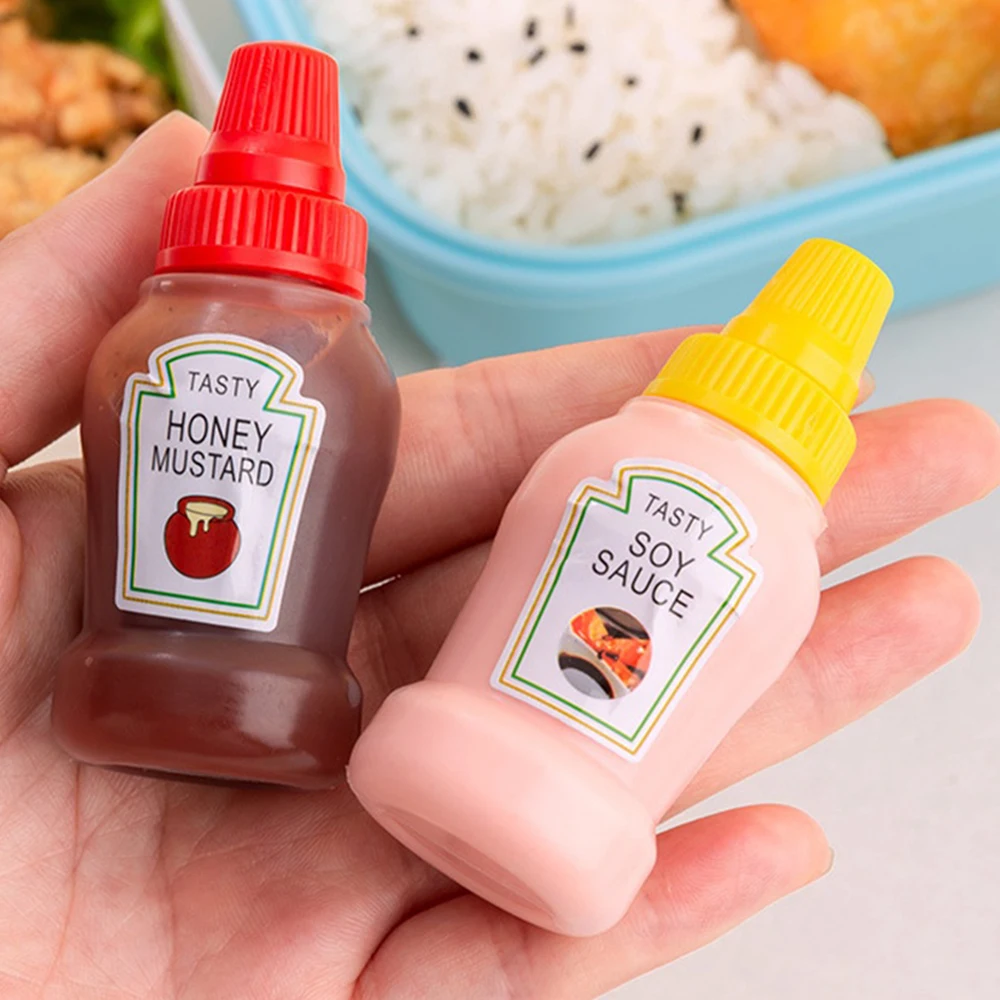 10pcs Miniature Lovely Pattern Squeeze Sauce Bottles, Cartoon