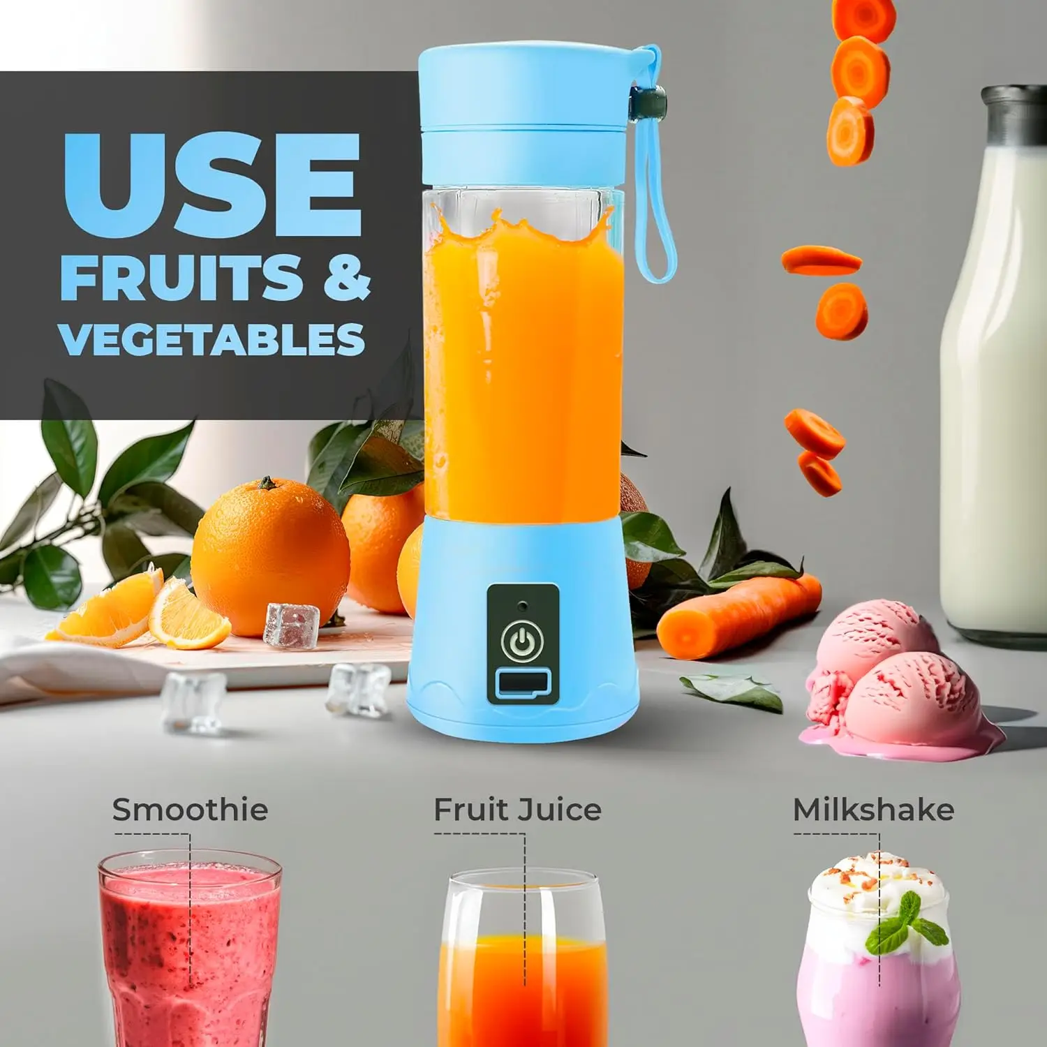 Compact USB Rechargeable Electric Juicer and Smoothie Maker