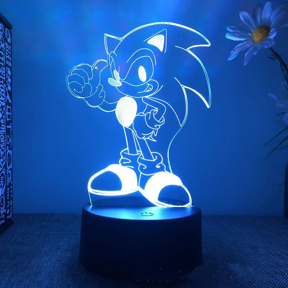 16-color sonic doll model 3D night light LED color changing dimmable bedroom decoration table lamp children's birthday gift night lights for adults Night Lights