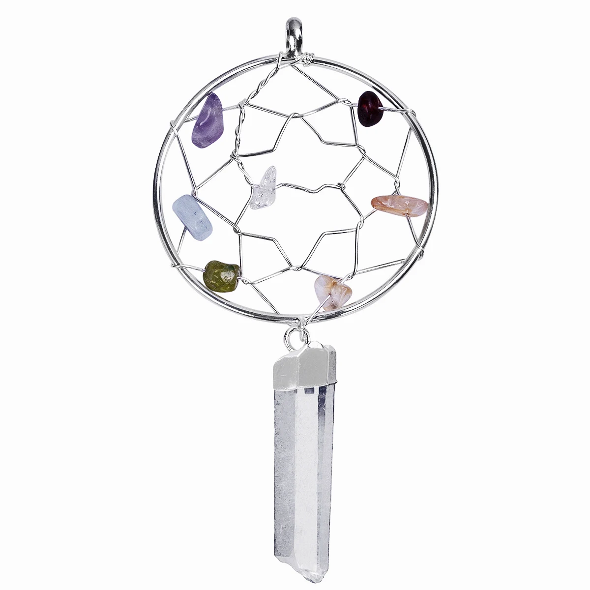 

7 Chakra Hexagram Crystal Stone Pendant Natural Rough Rock Quartz Point Wand Charms For Jewelry Making DIY Accessories