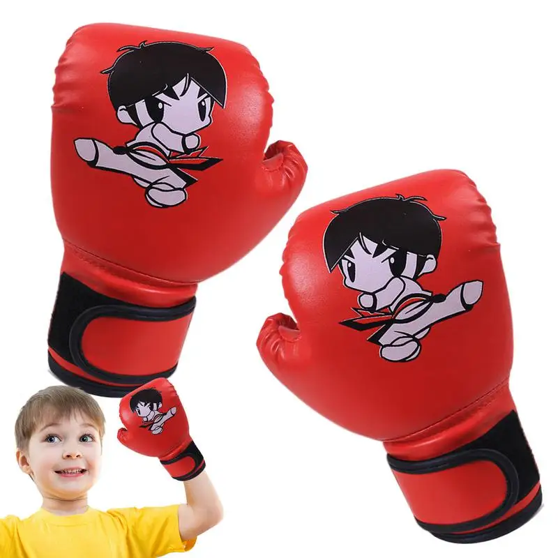 Kids Muay Thai Gloves Cartoon PU Leather Heavy Bag Gloves Sparring Gear For Kids Home Gym Training Device For Muay Thai Sparring