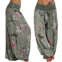 European and American women's clothing long style harem pants digital print long style wide leg pants casual pants plus size - Image 2