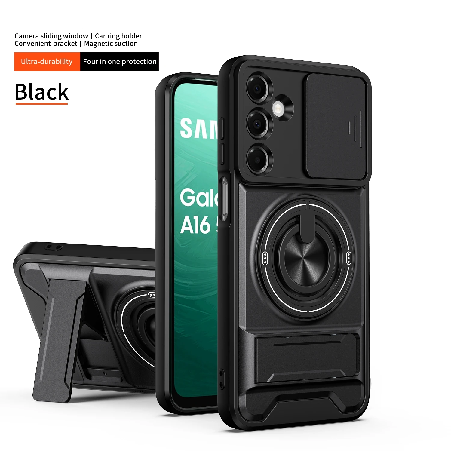 Premium Shockproof Phone Case with Magnetic Holder & Lens Protection