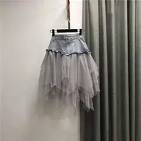 Mittellanger Jeans Tüll Rock für Mädchen – Bild 3