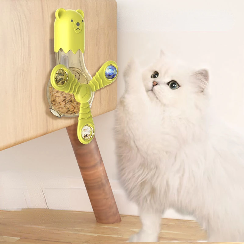 

Cat Food Leaking Toy Wall-Mounted Rotating Interactive Pet Cats Slow Feeding Treat Puzzle Funny Kitty Treat Dispensing Toys