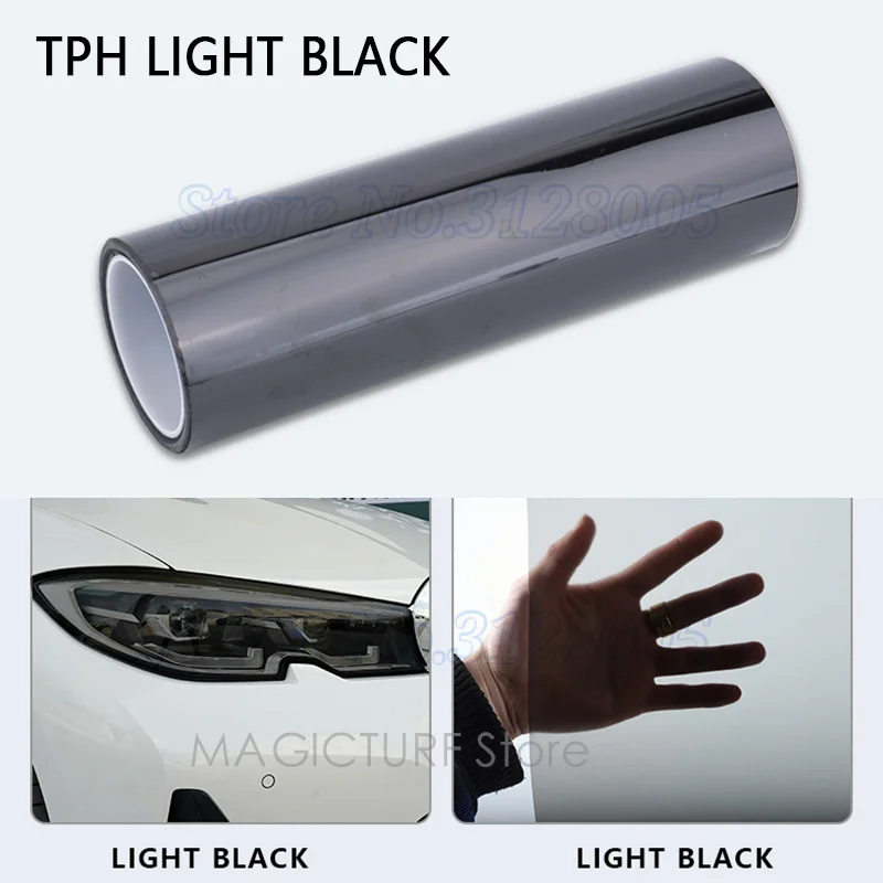 50/30x200CM Universelle Auto-Lampen-Tönungsfolie DIY Lichtschutzfolie Schwarz Klar Hellgrau TPH Auto-PPF-Folie für Scheinwerfer und Rückleuchten – Detail 3