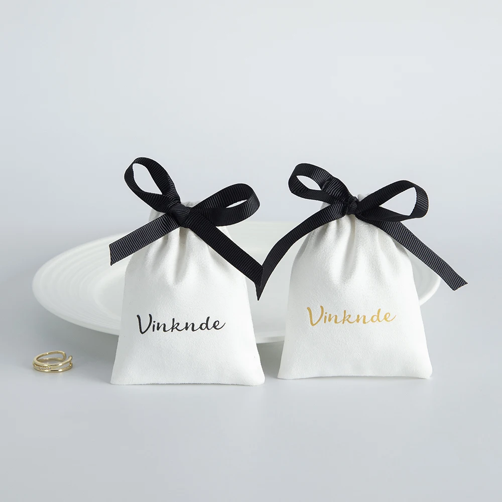 50 Stück weiße Flanell-Schmuckverpackungs-Geschenktüten, Beutel mit dünnem Samtband und Kordelzug, kleiner Schmuck- und Uhren-Organizer-Sack – Detail 14