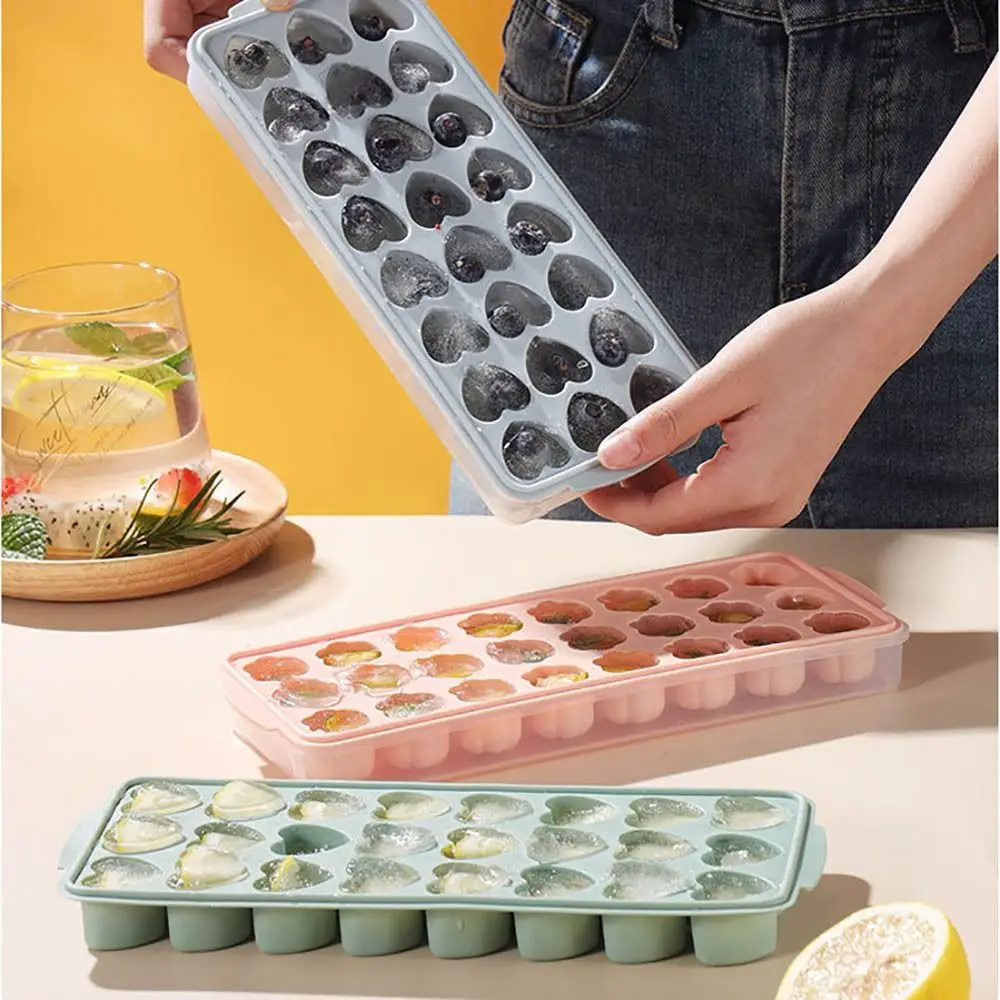 Easy To Demold Silicone Ice Cube Mold Homemade With Cover Tape Ice Box Refrigerator Cute Wind Box Children