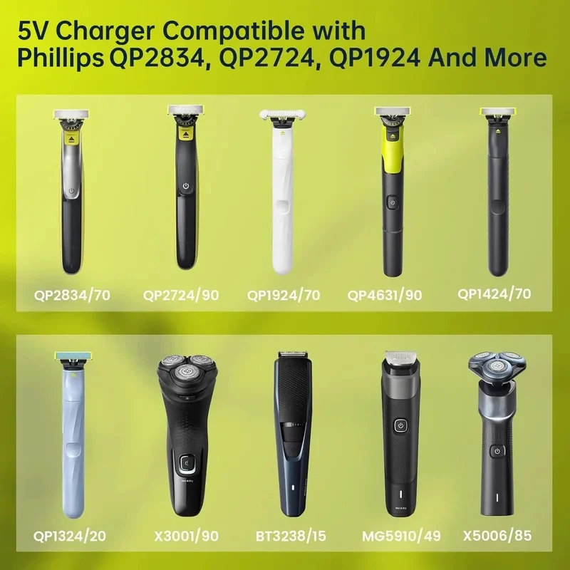 필립스 원 블레이드 QP2724 QP2834 QP4530 QP1924 QP1324 면도기와 호환되는 5V Type-C 면도기 어댑터 충전기 변환기