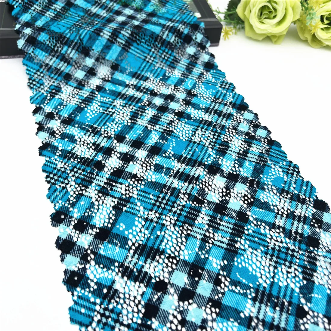 3y/lot Width 7 5/8 inch(19.50cm) 2-Tone Blue Elastic Stretch Lace Trim For Sewing Craft DIY Apparel Fabric Lace Garment Material 6