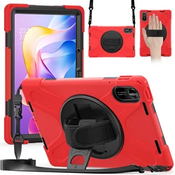 Heavy Duty Protective Tablet Case with Shoulder Strap - PC + Silicone Cover for Redmi Pad2 11 2025 (Red)