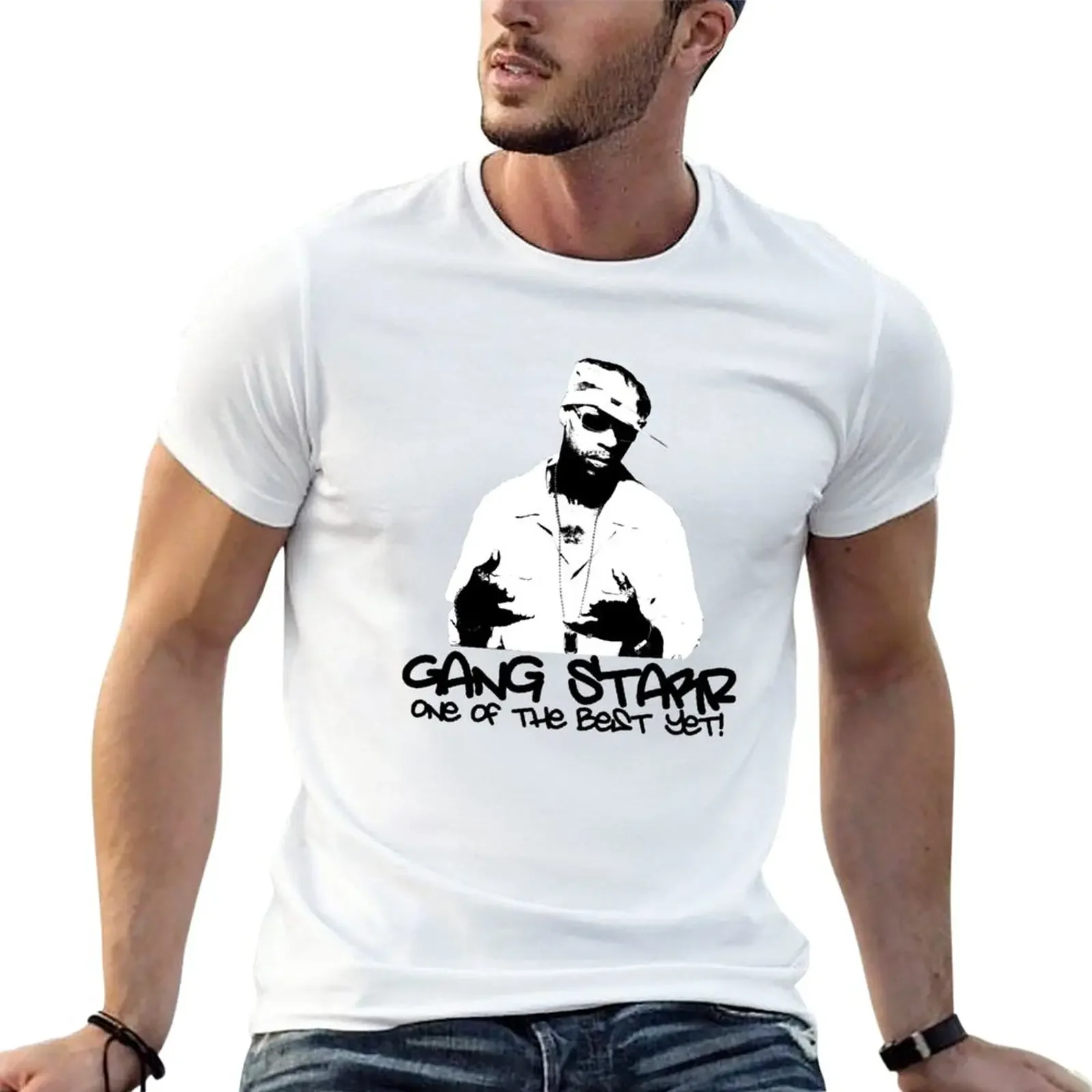 Gang Starr - Guru T-Shirt Customizeds Camicetta Vestiti Estivi Neri Magliette Alte Da Uomo