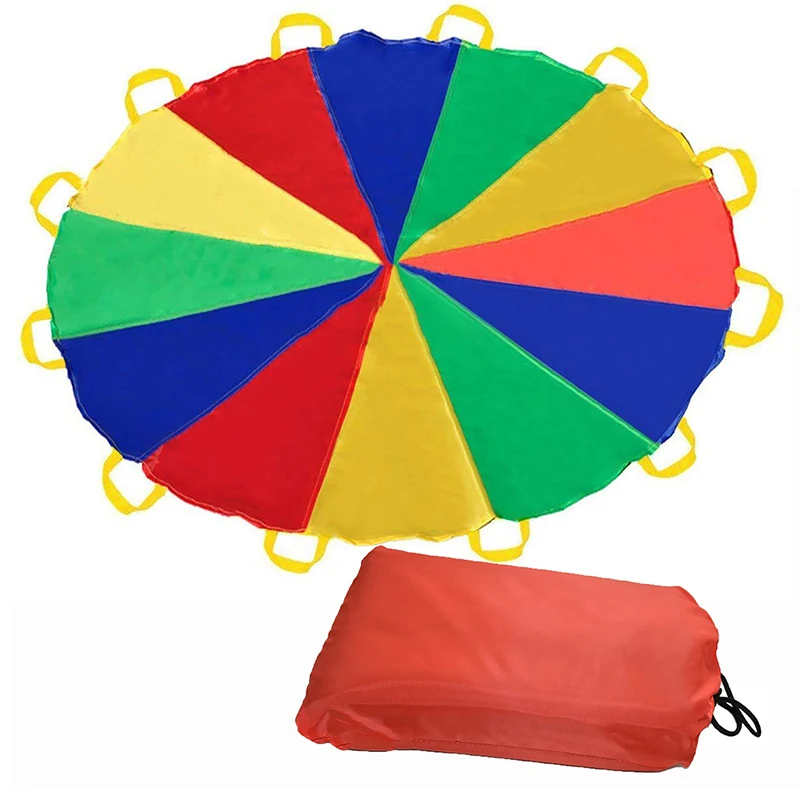 1PC Rainbow Umbrella Parachute Toy Whack A Mole Outdoor Games For Kids Sport Teamwork Children Boys Girls Kindergarten Toys 5