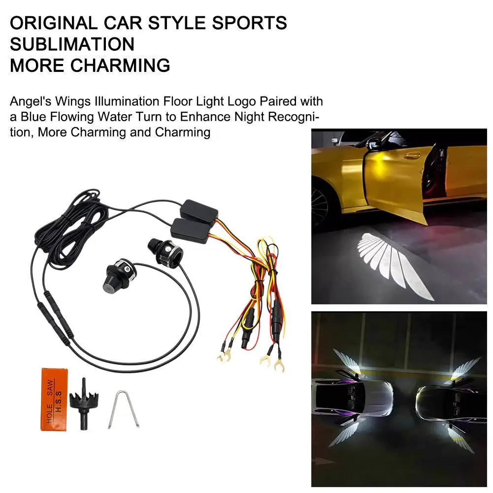 

Car Angel Wings Carpet Light Rearview Mirror Light Decoration Door Projection Car Lamp Accessories LED Welcome Carpet T5R9