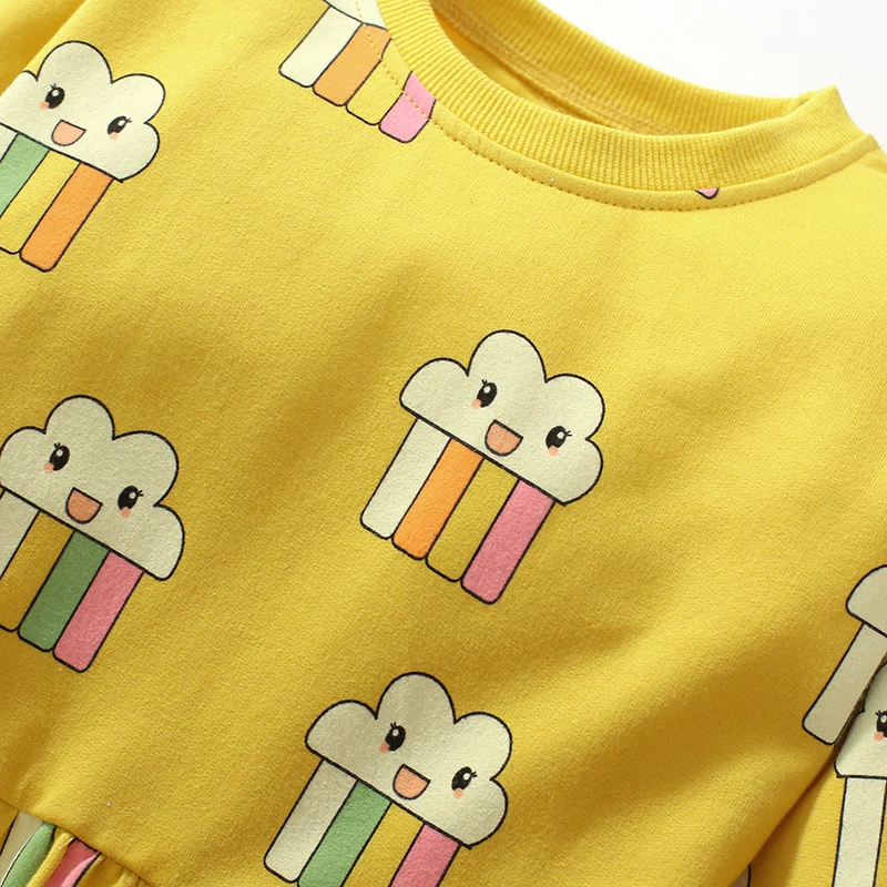 Baby Girls Autumn Cotton Children Clothing Cartoon Princess Long Sleeves Dress Spring